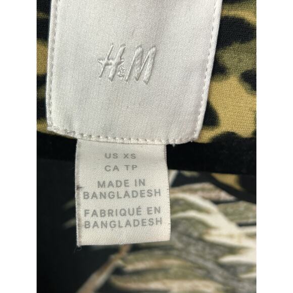 H&M Kimono Womens XS Black Gold Palm Leaf Cheetah Animal Print Open Cardigan - Picture 6 of 9